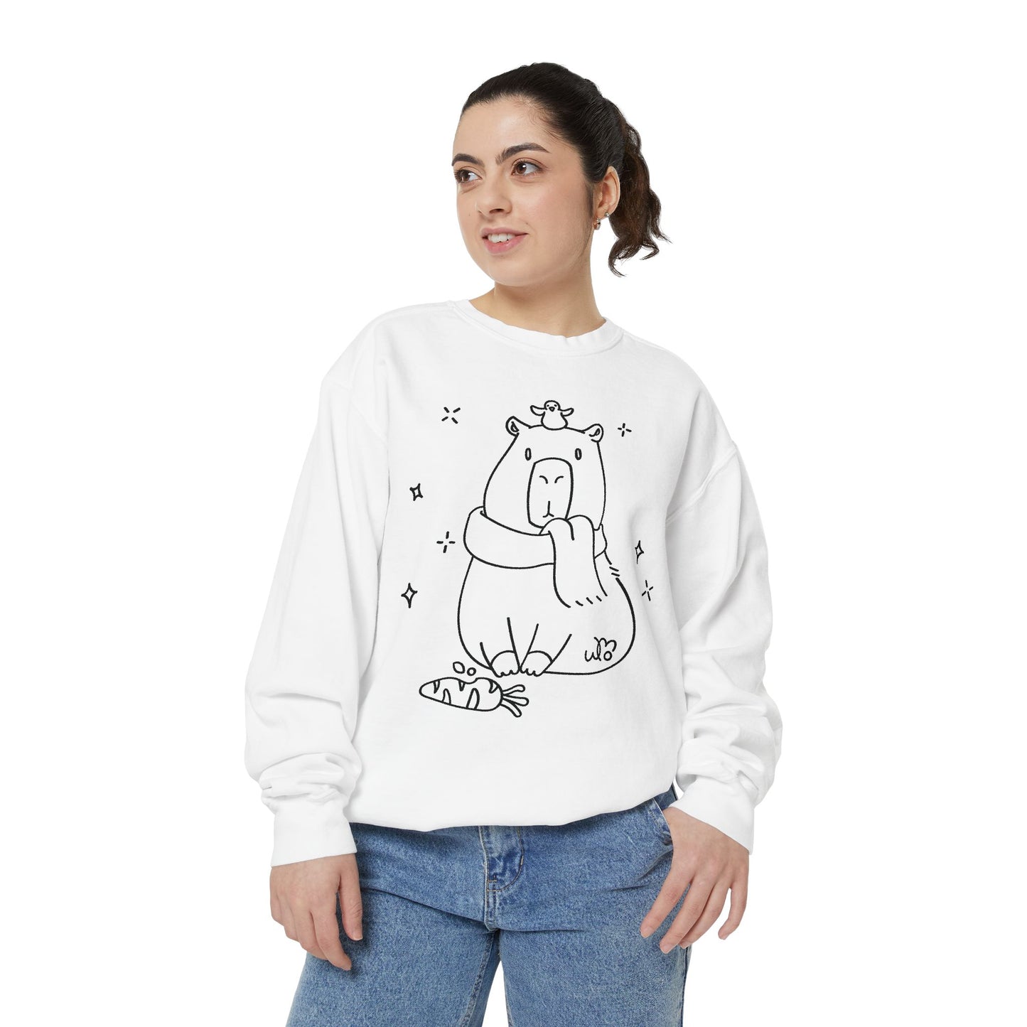 Snacking Capybara & Friend Sweatshirt | Unisex Garment-Dyed Sweatshirt