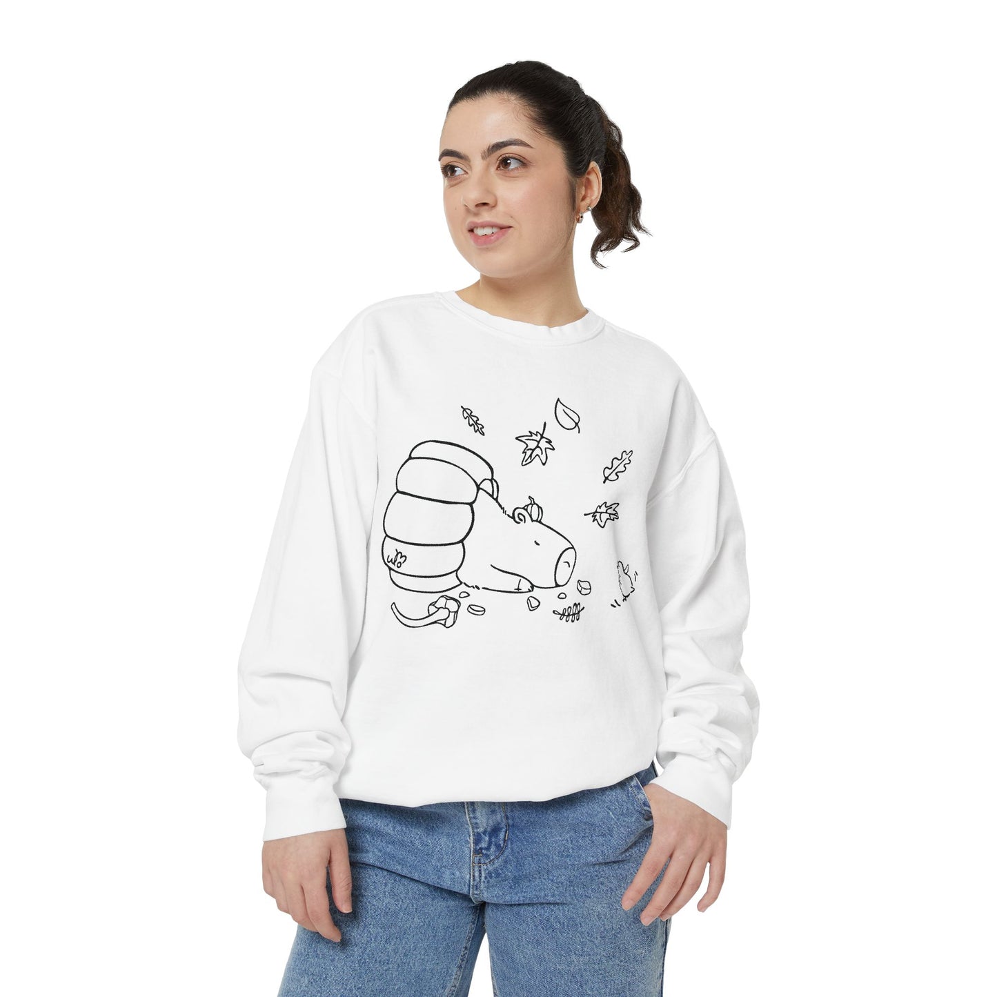 Sleeping Capybara & Friend Sweatshirt | Unisex Garment-Dyed Sweatshirt