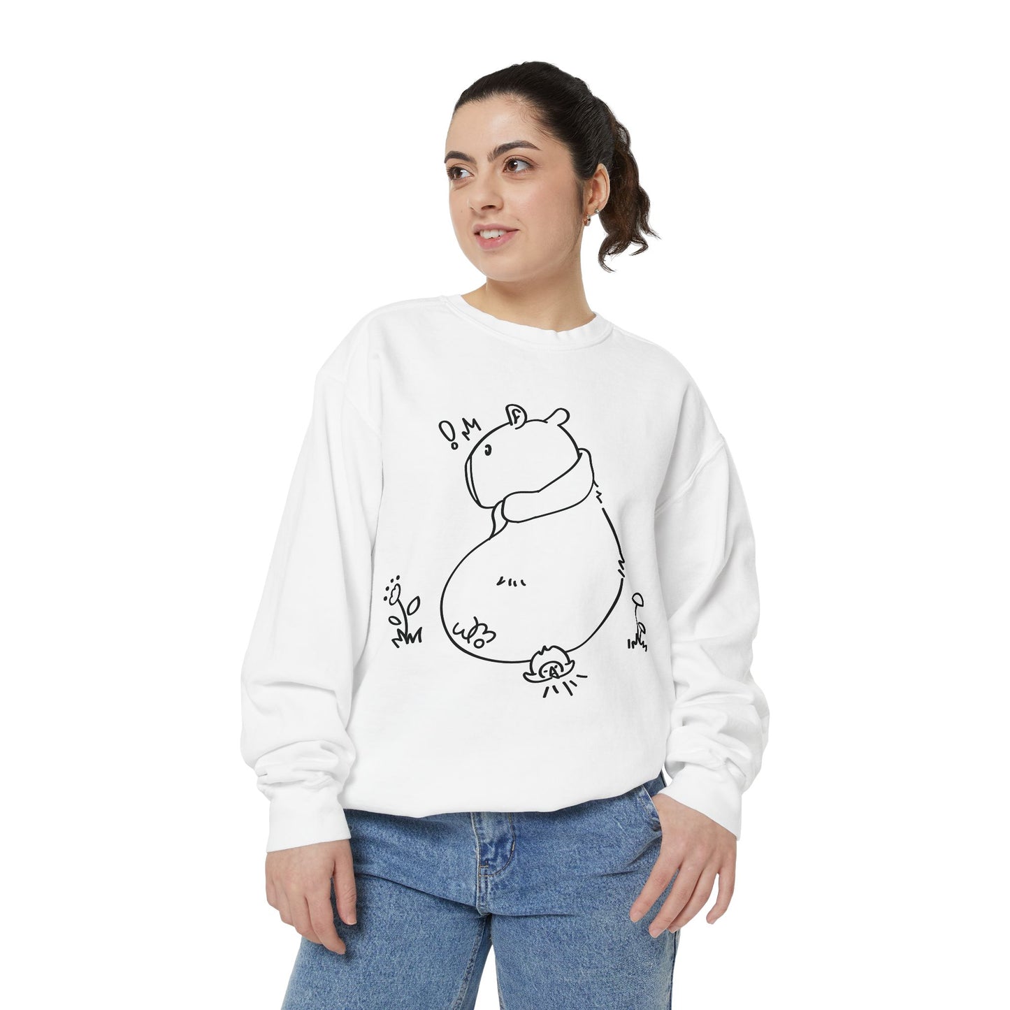 Sitting Capybara & Friend Sweatshirt | Unisex Garment-Dyed Sweatshirt