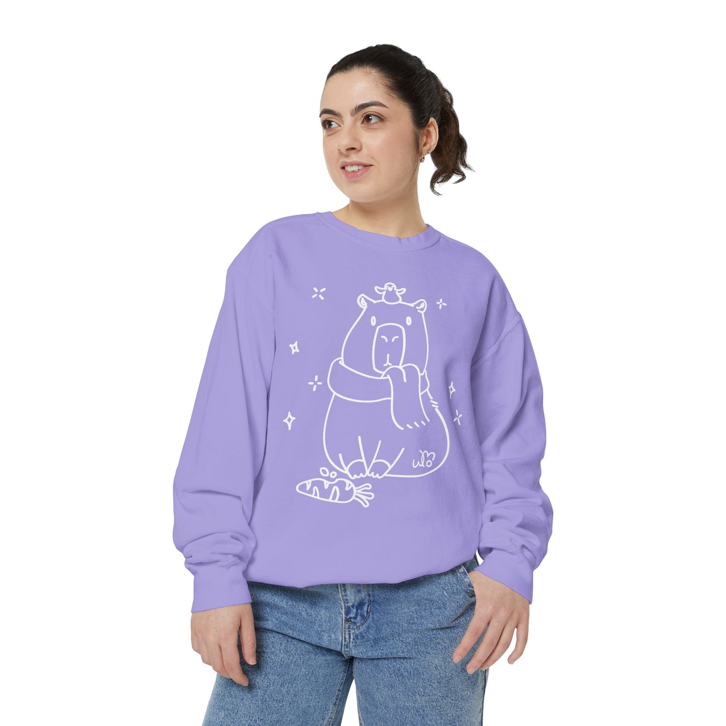 Snacking Capybara & Friend Sweatshirt | Unisex Garment-Dyed Sweatshirt