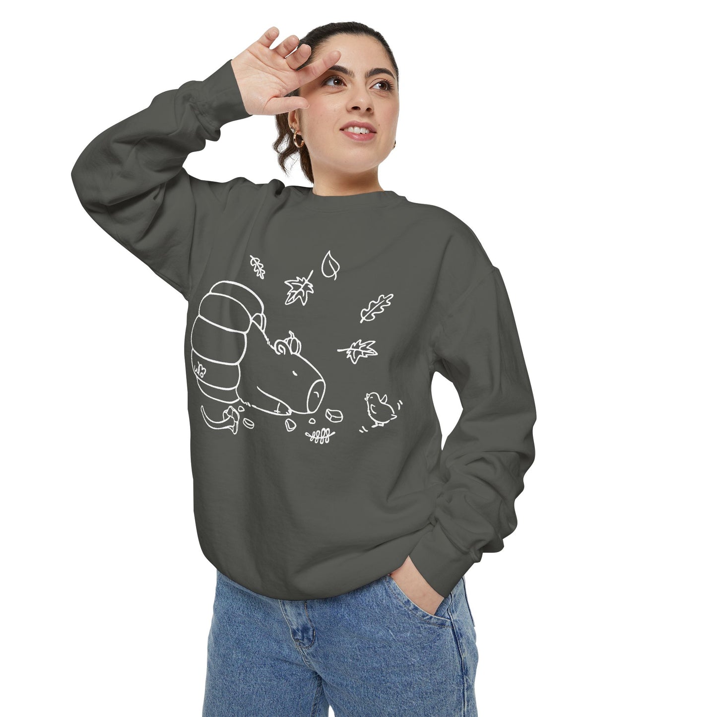 Sleeping Capybara & Friend Sweatshirt | Unisex Garment-Dyed Sweatshirt