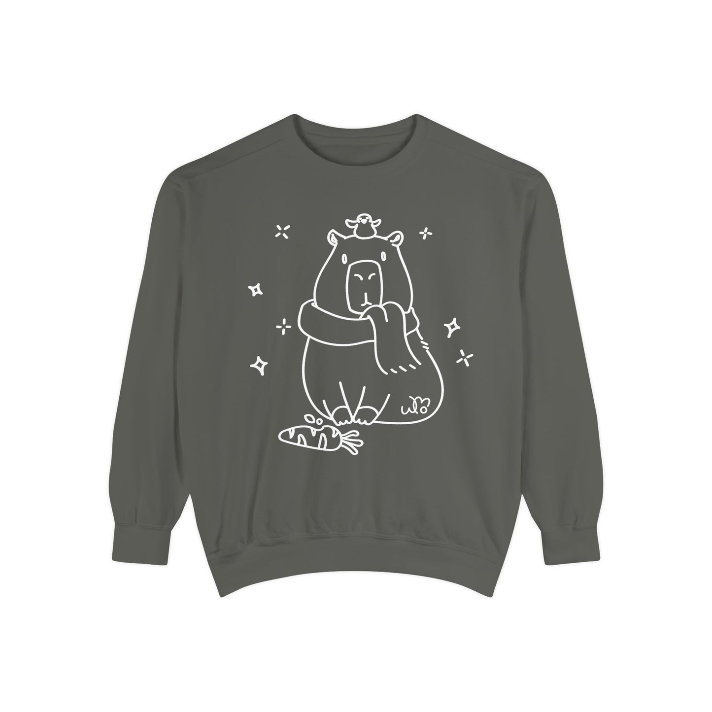 Snacking Capybara & Friend Sweatshirt | Unisex Garment-Dyed Sweatshirt