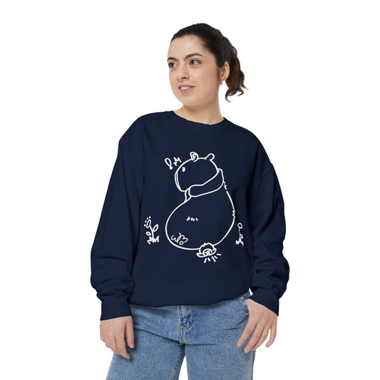 Sitting Capybara & Friend Sweatshirt | Unisex Garment-Dyed Sweatshirt