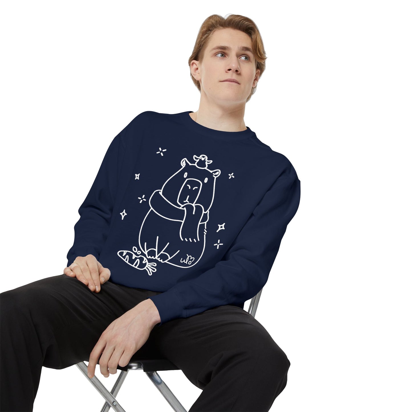 Snacking Capybara & Friend Sweatshirt | Unisex Garment-Dyed Sweatshirt