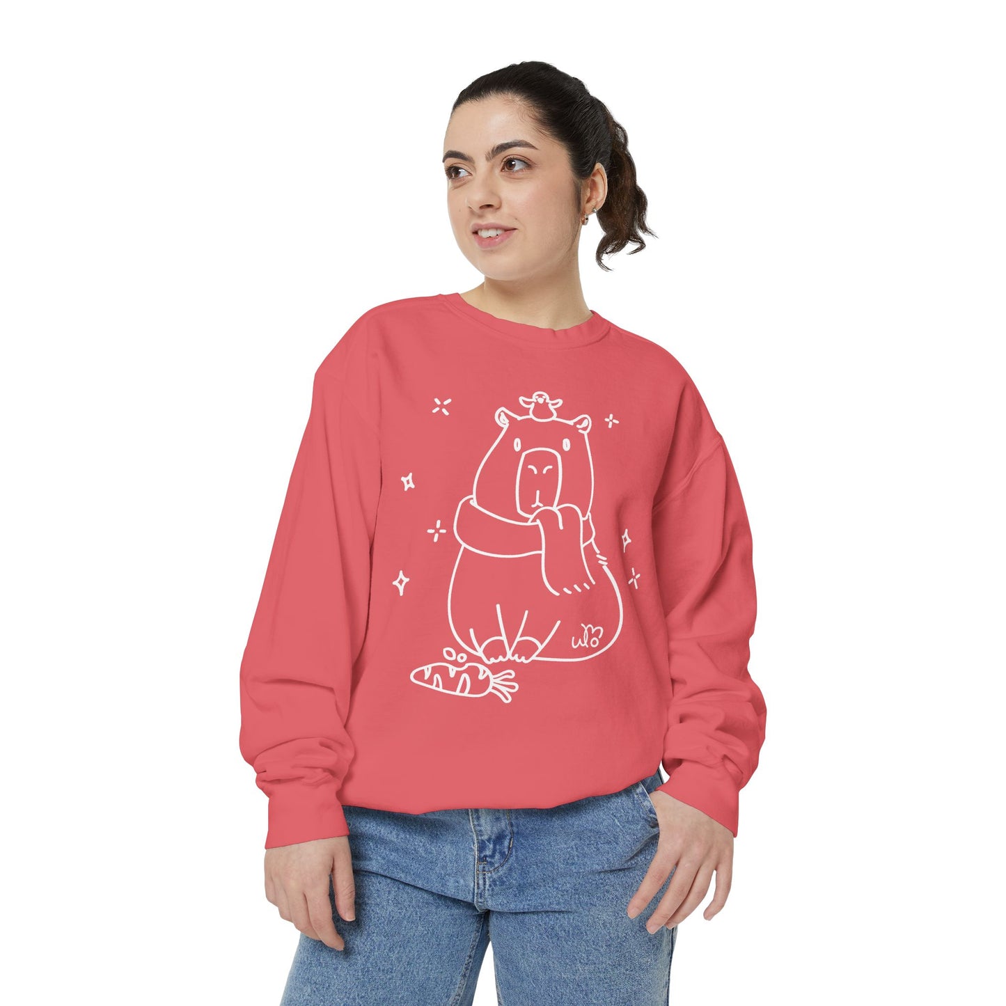 Snacking Capybara & Friend Sweatshirt | Unisex Garment-Dyed Sweatshirt