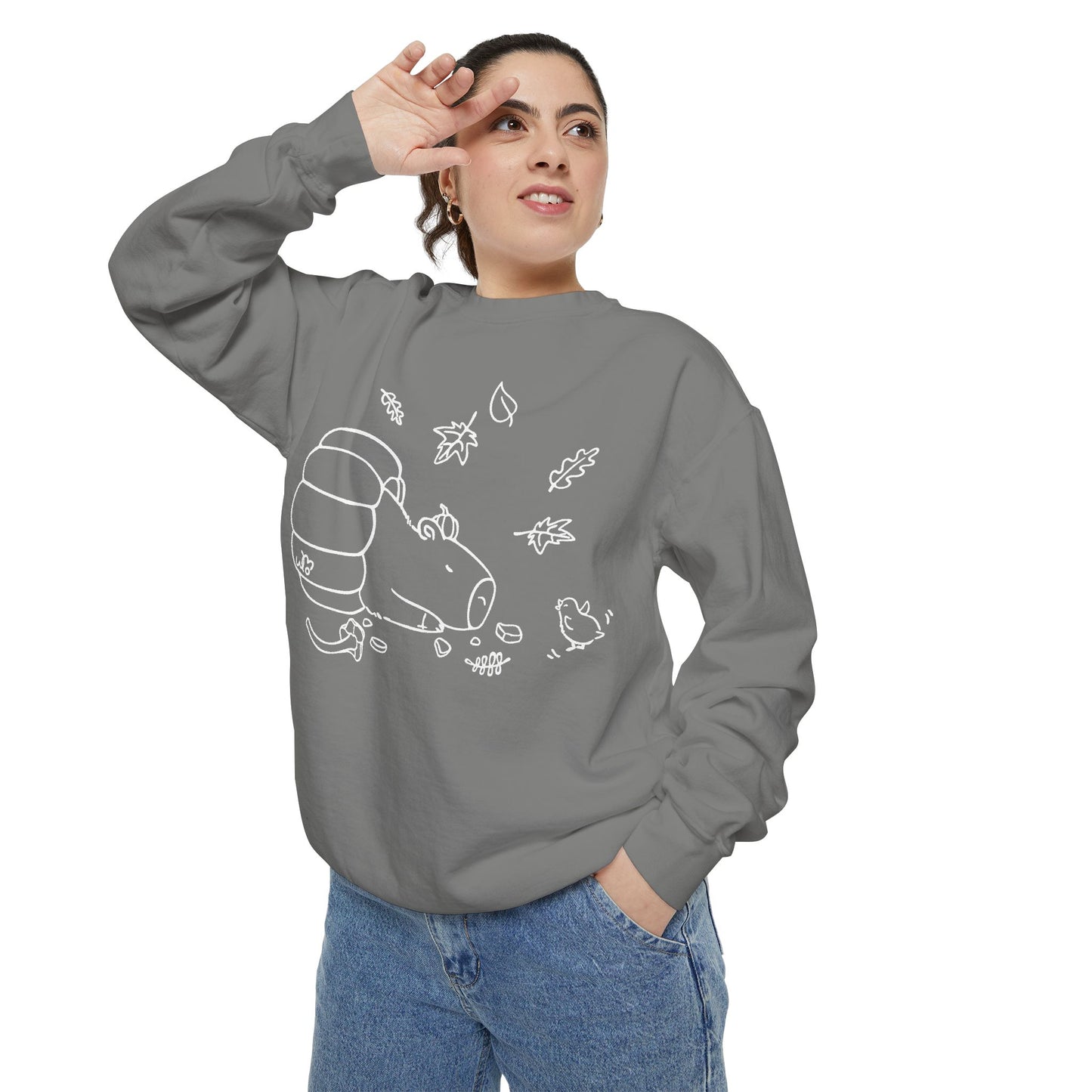 Sleeping Capybara & Friend Sweatshirt | Unisex Garment-Dyed Sweatshirt
