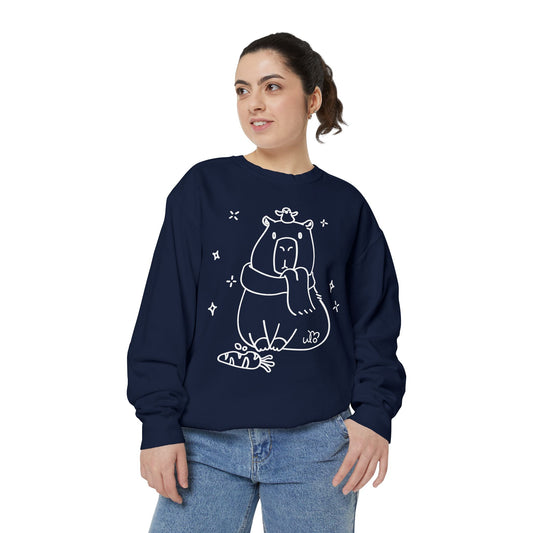 Snacking Capybara & Friend Sweatshirt | Unisex Garment-Dyed Sweatshirt