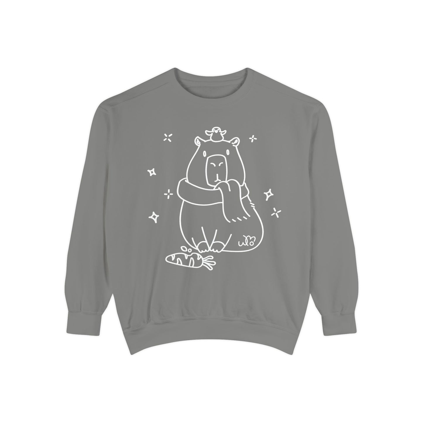 Snacking Capybara & Friend Sweatshirt | Unisex Garment-Dyed Sweatshirt