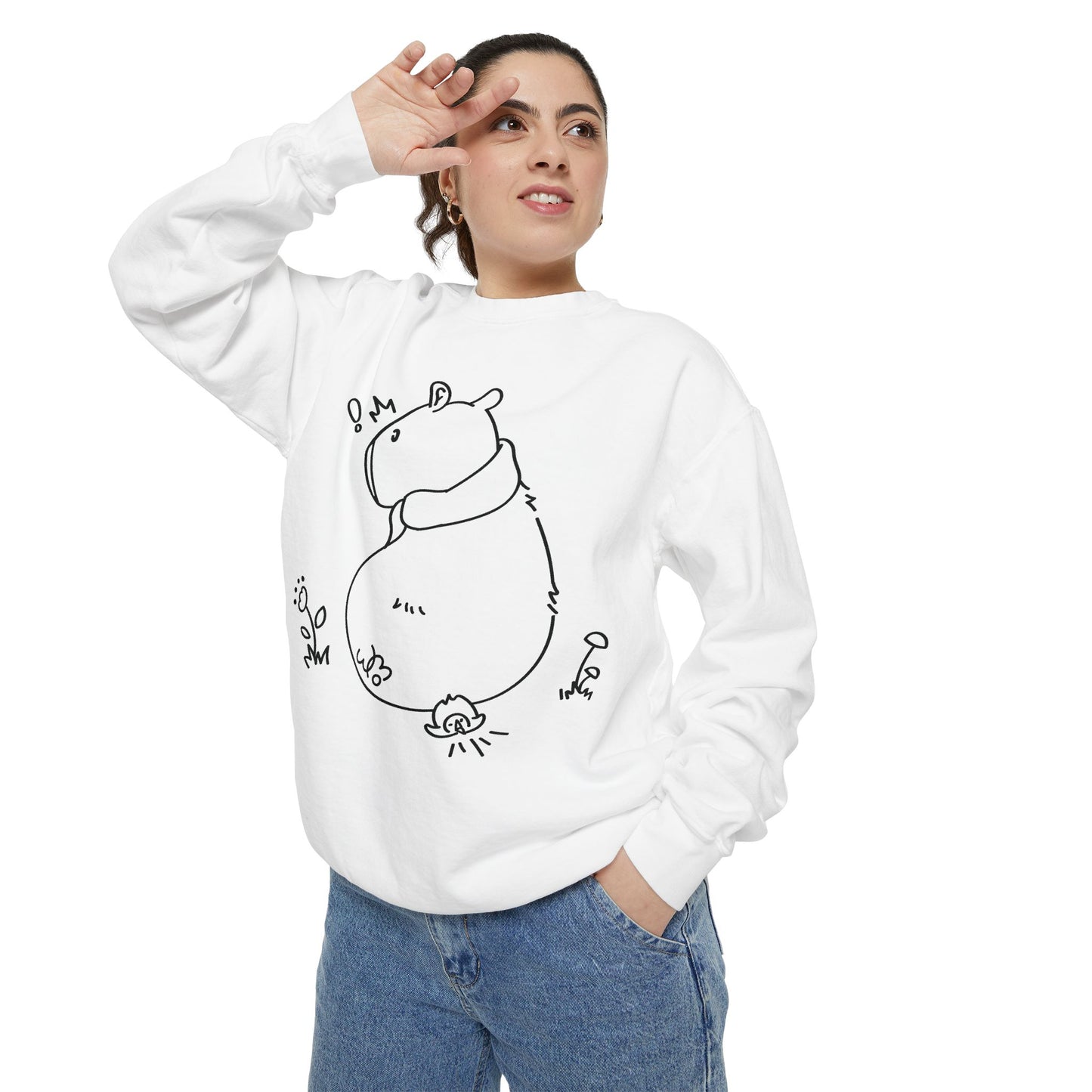 Sitting Capybara & Friend Sweatshirt | Unisex Garment-Dyed Sweatshirt