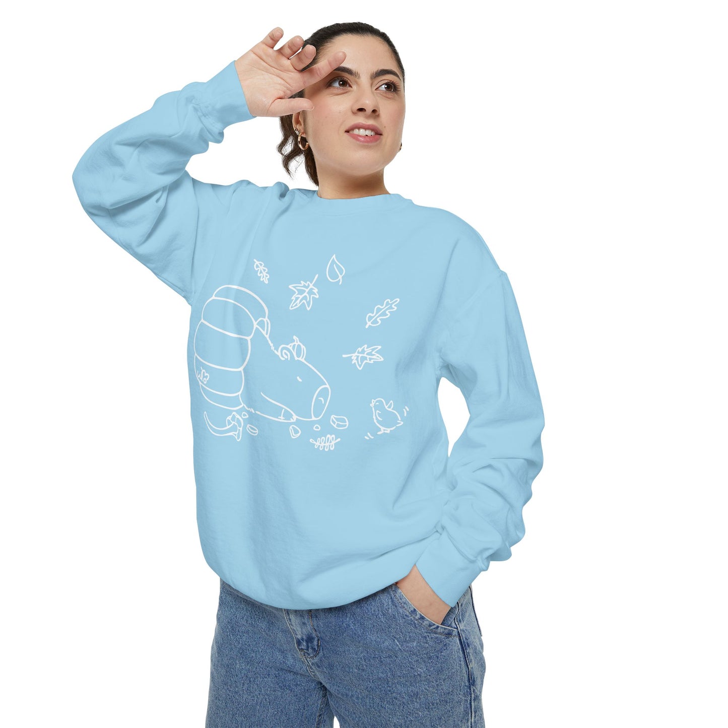 Sleeping Capybara & Friend Sweatshirt | Unisex Garment-Dyed Sweatshirt