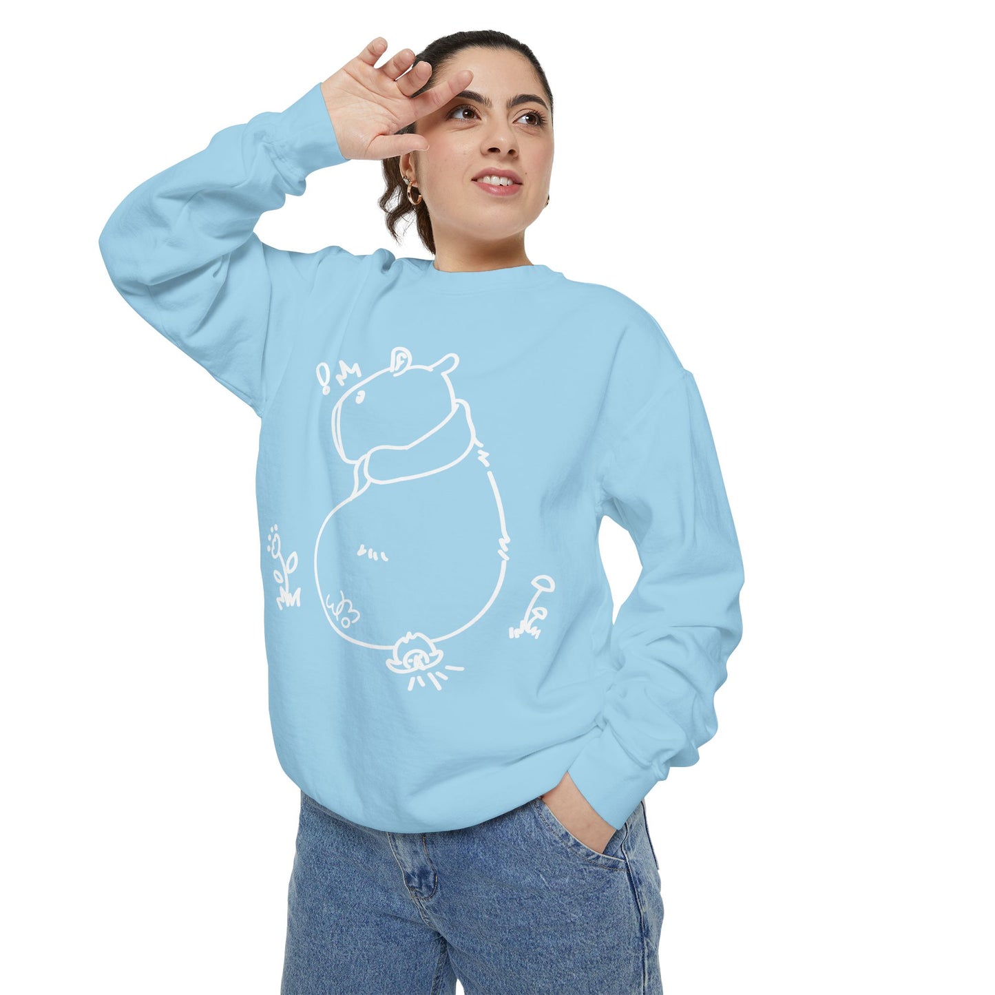 Sitting Capybara & Friend Sweatshirt | Unisex Garment-Dyed Sweatshirt