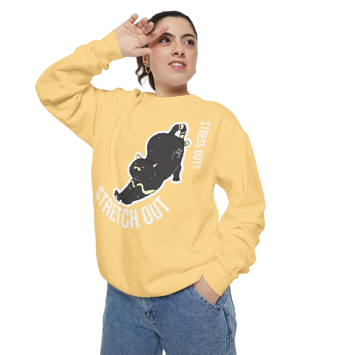 Stress Out? Stretch Out Sweatshirt | Unisex Garment-Dyed Sweatshirt