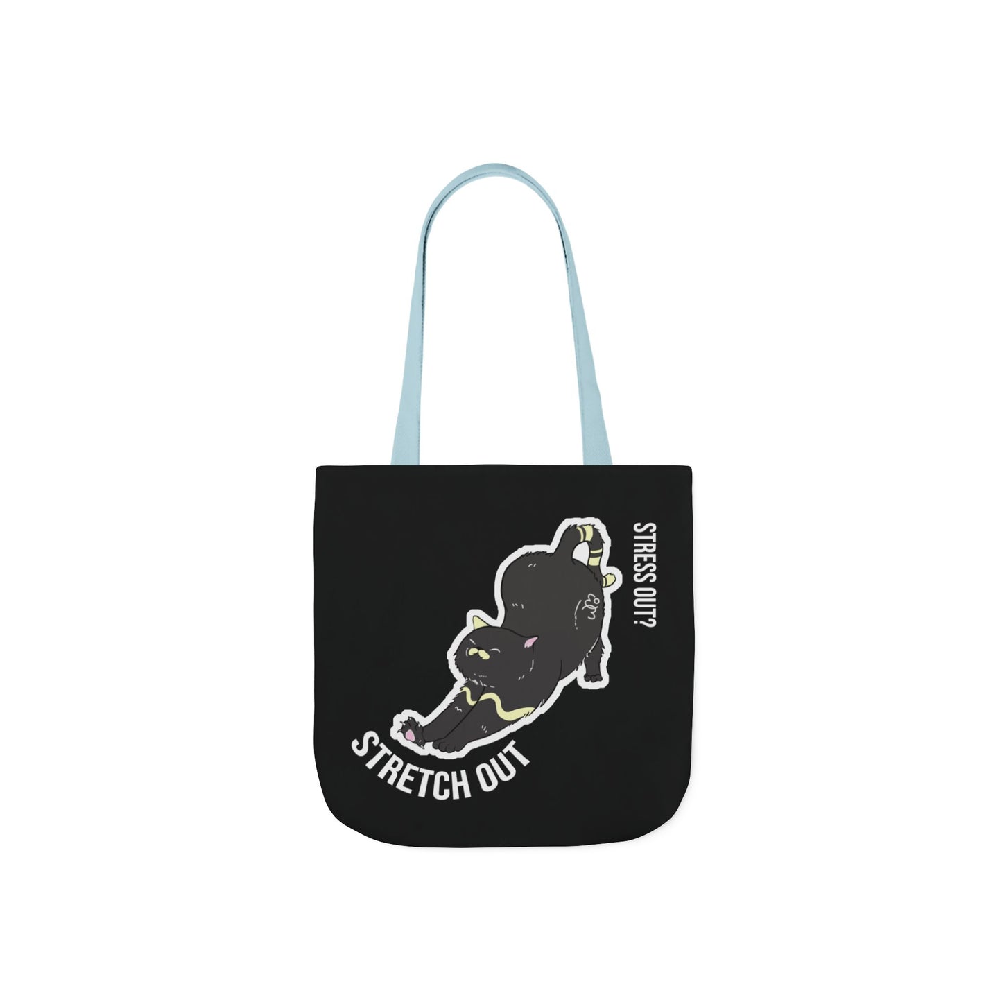 Stress Out? Stretch Out | Black Canvas Tote Bag with Color Straps