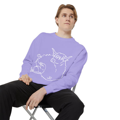 Highland Coo & Puffin Sweatshirt | Unisex Garment-Dyed Sweatshirt