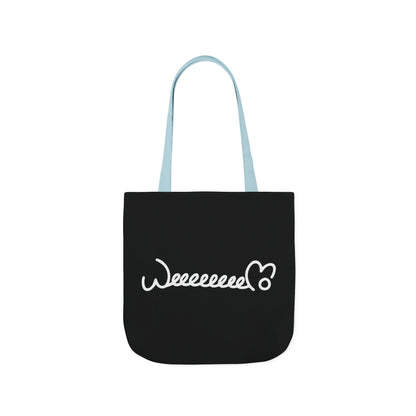 Stress Out? Stretch Out | Black Canvas Tote Bag with Color Straps