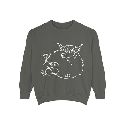 Highland Coo & Puffin Sweatshirt | Unisex Garment-Dyed Sweatshirt