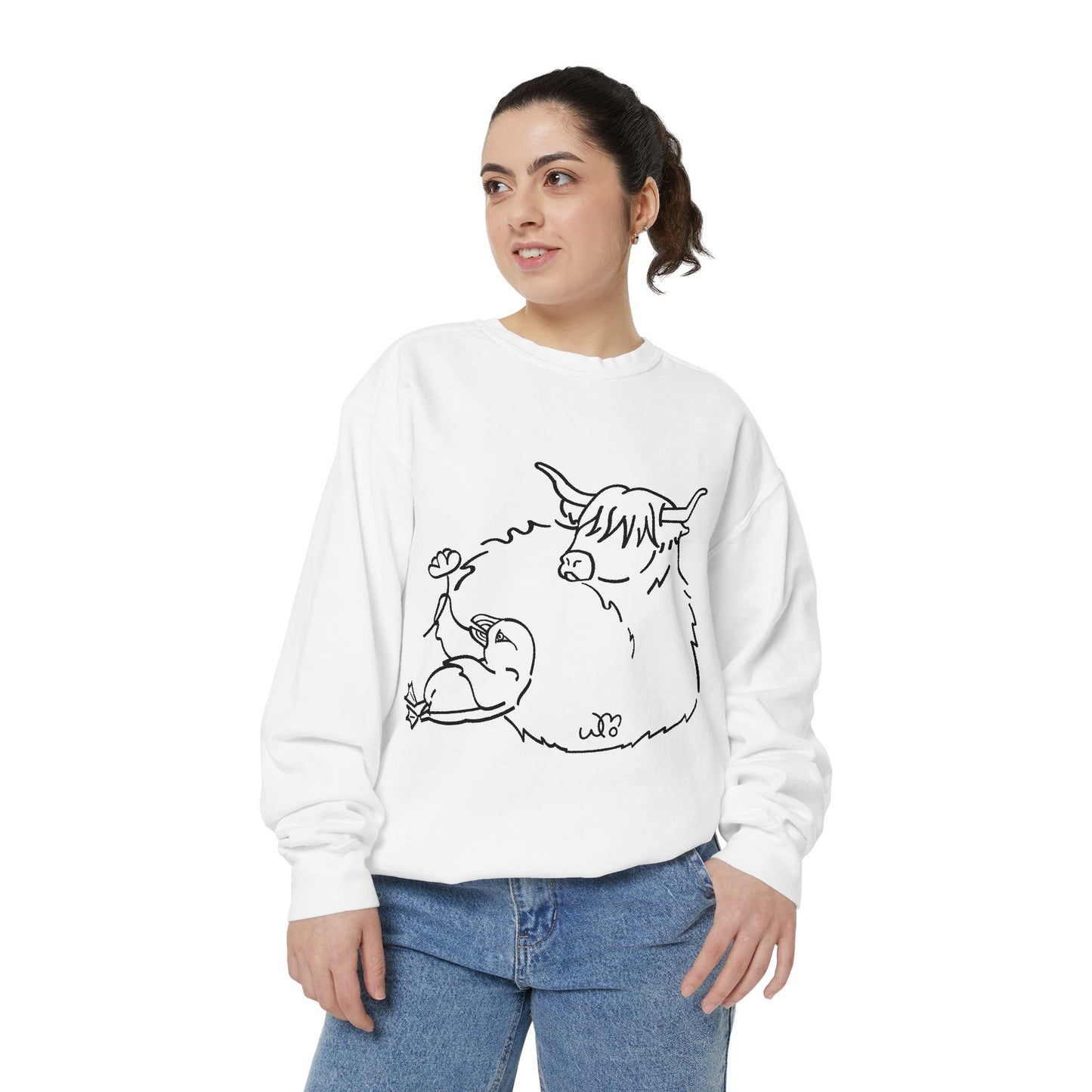 Highland Coo & Puffin Sweatshirt | Unisex Garment-Dyed Sweatshirt
