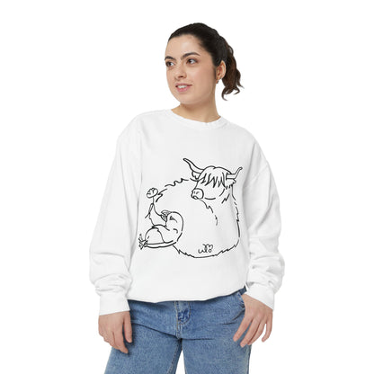 Highland Coo & Puffin Sweatshirt | Unisex Garment-Dyed Sweatshirt
