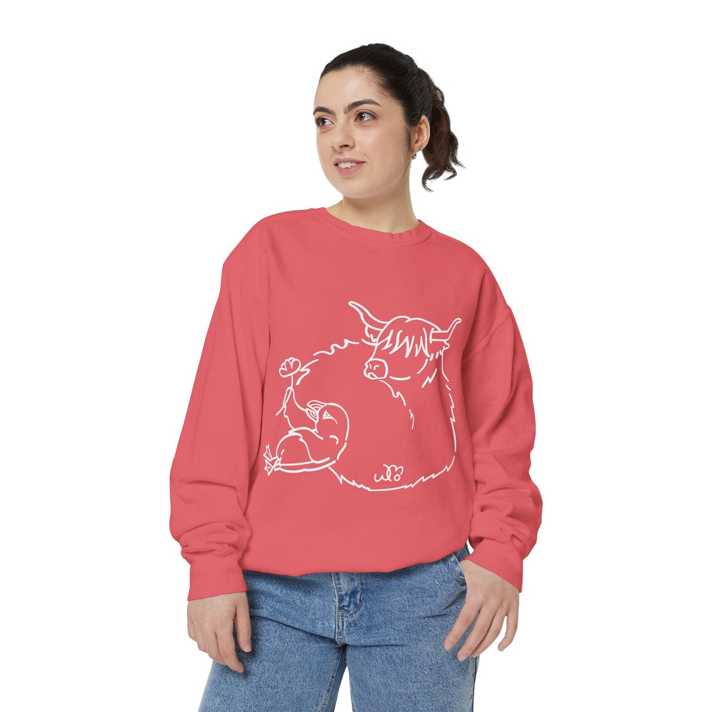Highland Coo & Puffin Sweatshirt | Unisex Garment-Dyed Sweatshirt