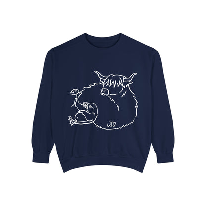 Highland Coo & Puffin Sweatshirt | Unisex Garment-Dyed Sweatshirt