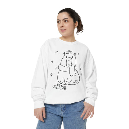 Snacking Capybara & Friend Sweatshirt | Unisex Garment-Dyed Sweatshirt