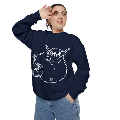 Highland Coo & Puffin Sweatshirt | Unisex Garment-Dyed Sweatshirt