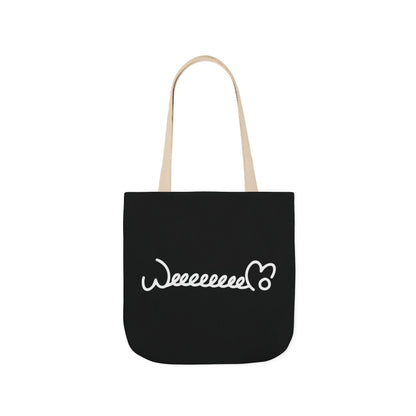 Stress Out? Stretch Out | Black Canvas Tote Bag with Color Straps