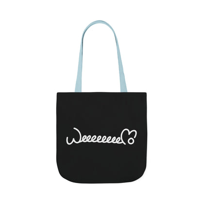 Stress Out? Stretch Out | Black Canvas Tote Bag with Color Straps