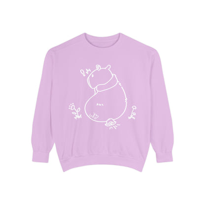 Sitting Capybara & Friend Sweatshirt | Unisex Garment-Dyed Sweatshirt