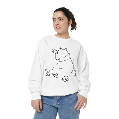 Sitting Capybara & Friend Sweatshirt | Unisex Garment-Dyed Sweatshirt