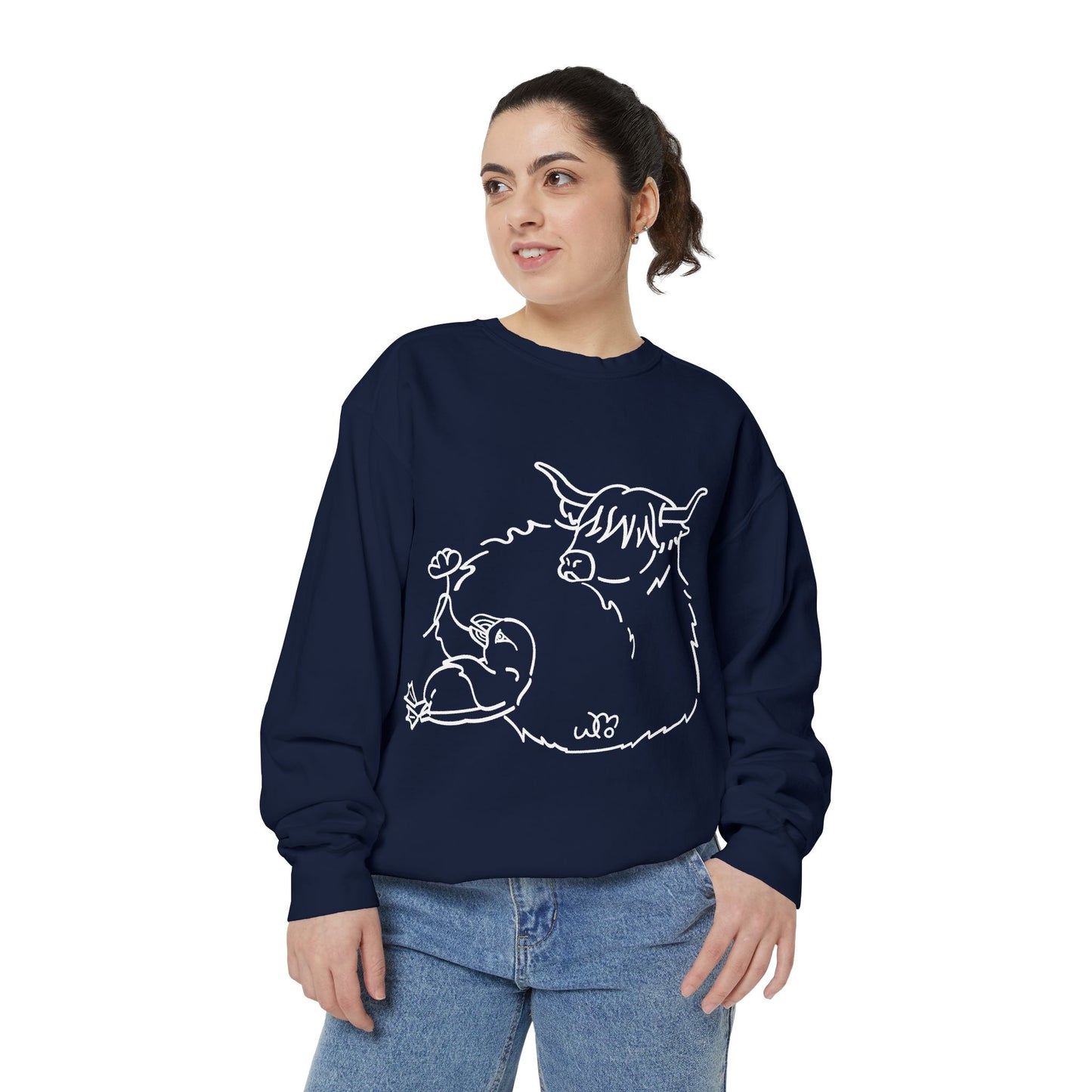 Highland Coo & Puffin Sweatshirt | Unisex Garment-Dyed Sweatshirt