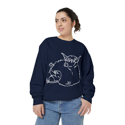 Highland Coo & Puffin Sweatshirt | Unisex Garment-Dyed Sweatshirt