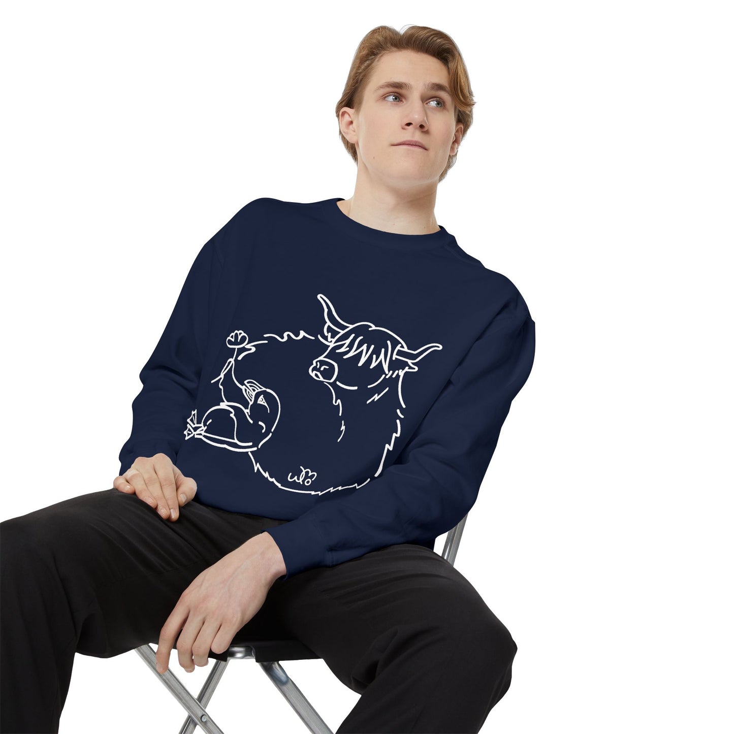 Highland Coo & Puffin Sweatshirt | Unisex Garment-Dyed Sweatshirt