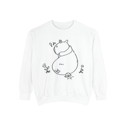 Sitting Capybara & Friend Sweatshirt | Unisex Garment-Dyed Sweatshirt