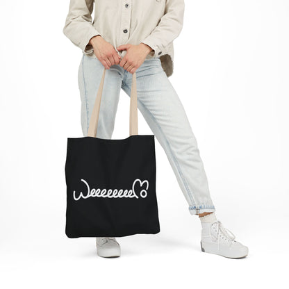 Stress Out? Stretch Out | Black Canvas Tote Bag with Color Straps