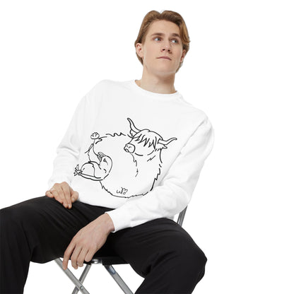 Highland Coo & Puffin Sweatshirt | Unisex Garment-Dyed Sweatshirt