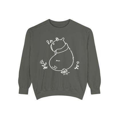 Sitting Capybara & Friend Sweatshirt | Unisex Garment-Dyed Sweatshirt