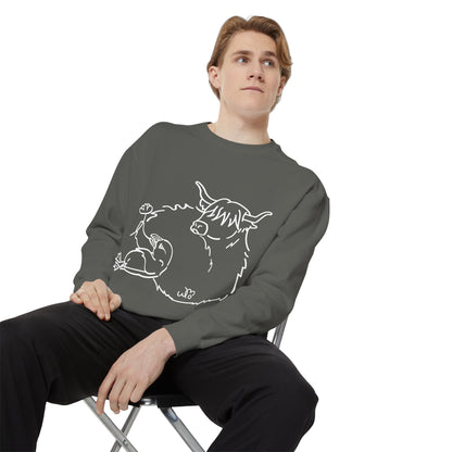 Highland Coo & Puffin Sweatshirt | Unisex Garment-Dyed Sweatshirt