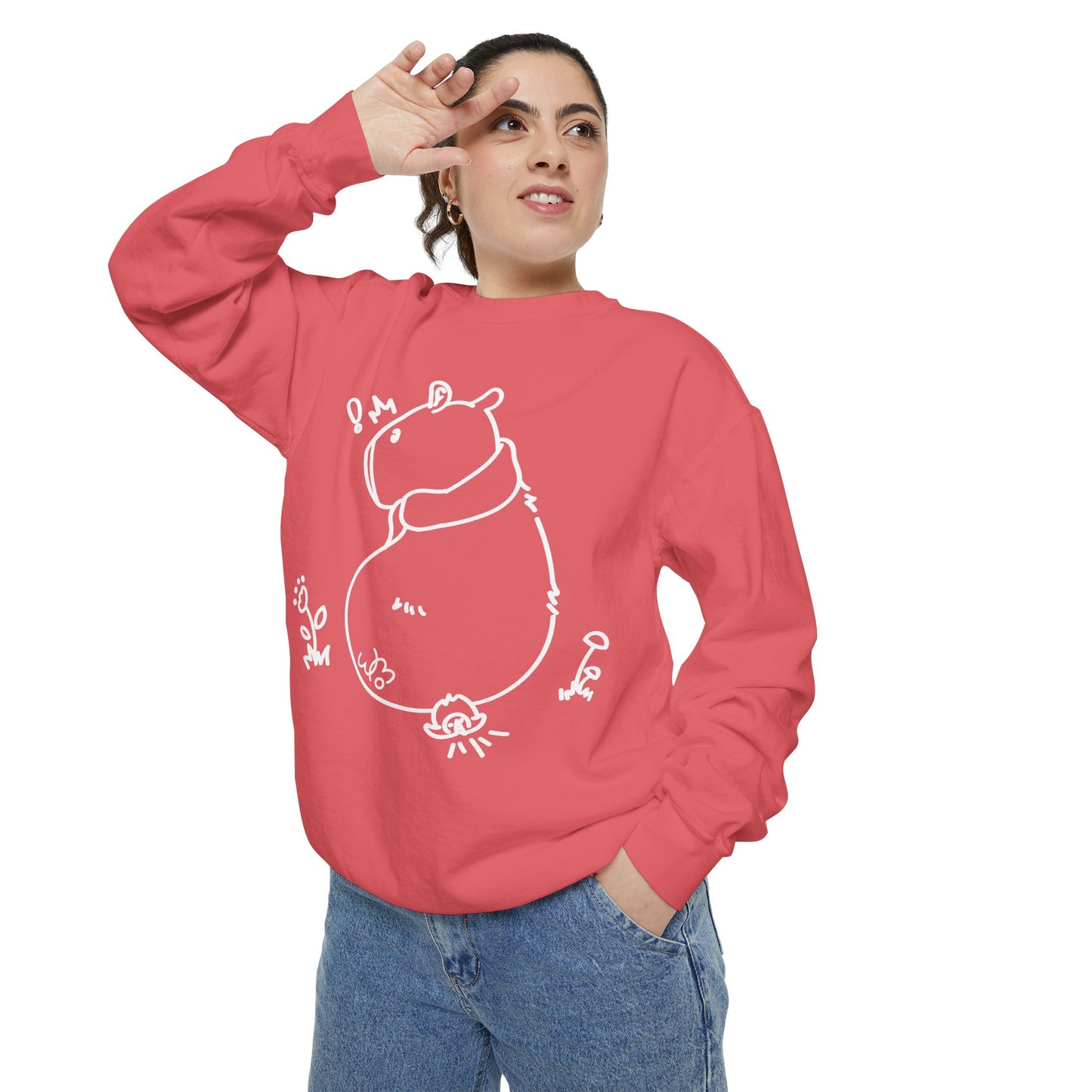 Sitting Capybara & Friend Sweatshirt | Unisex Garment-Dyed Sweatshirt