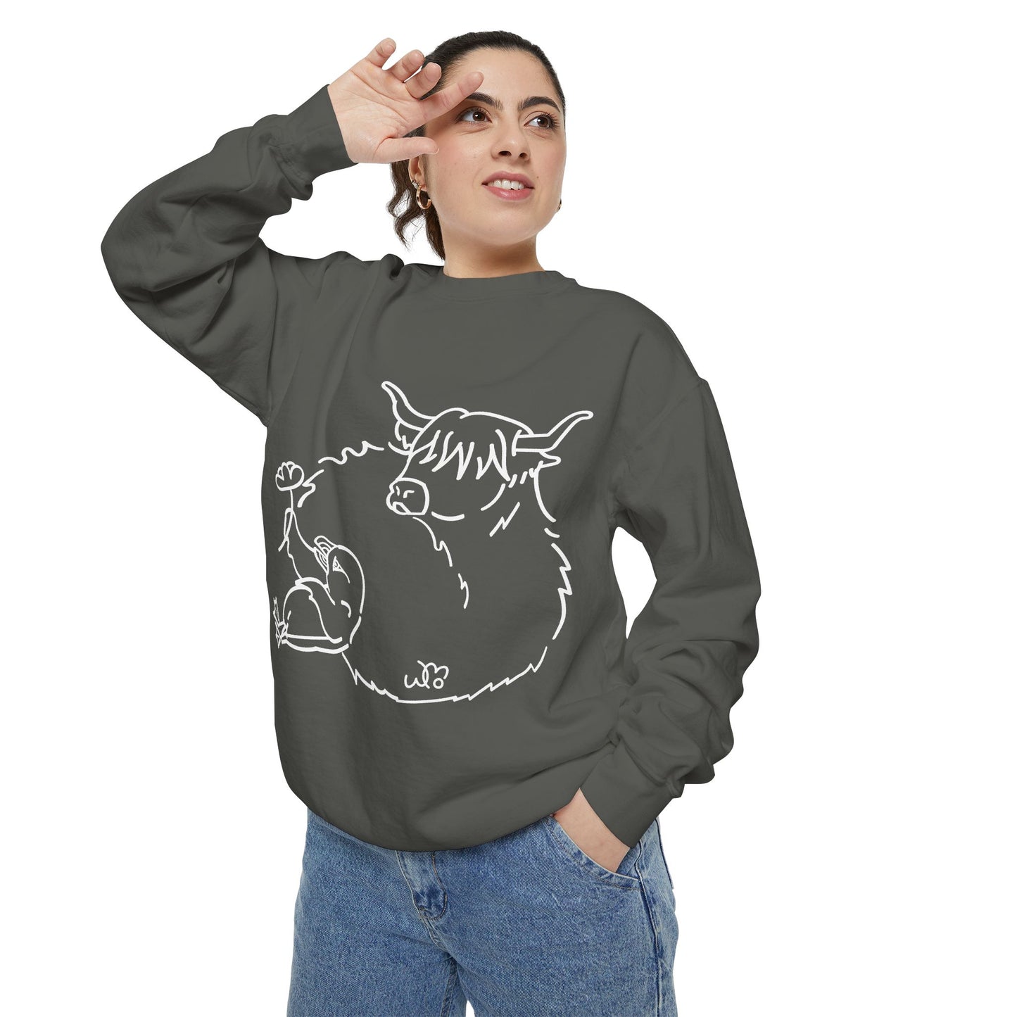 Highland Coo & Puffin Sweatshirt | Unisex Garment-Dyed Sweatshirt