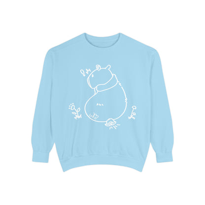 Sitting Capybara & Friend Sweatshirt | Unisex Garment-Dyed Sweatshirt