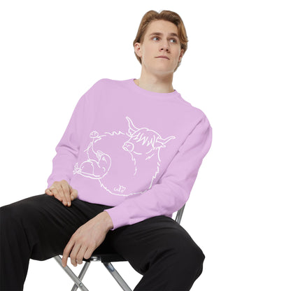 Highland Coo & Puffin Sweatshirt | Unisex Garment-Dyed Sweatshirt