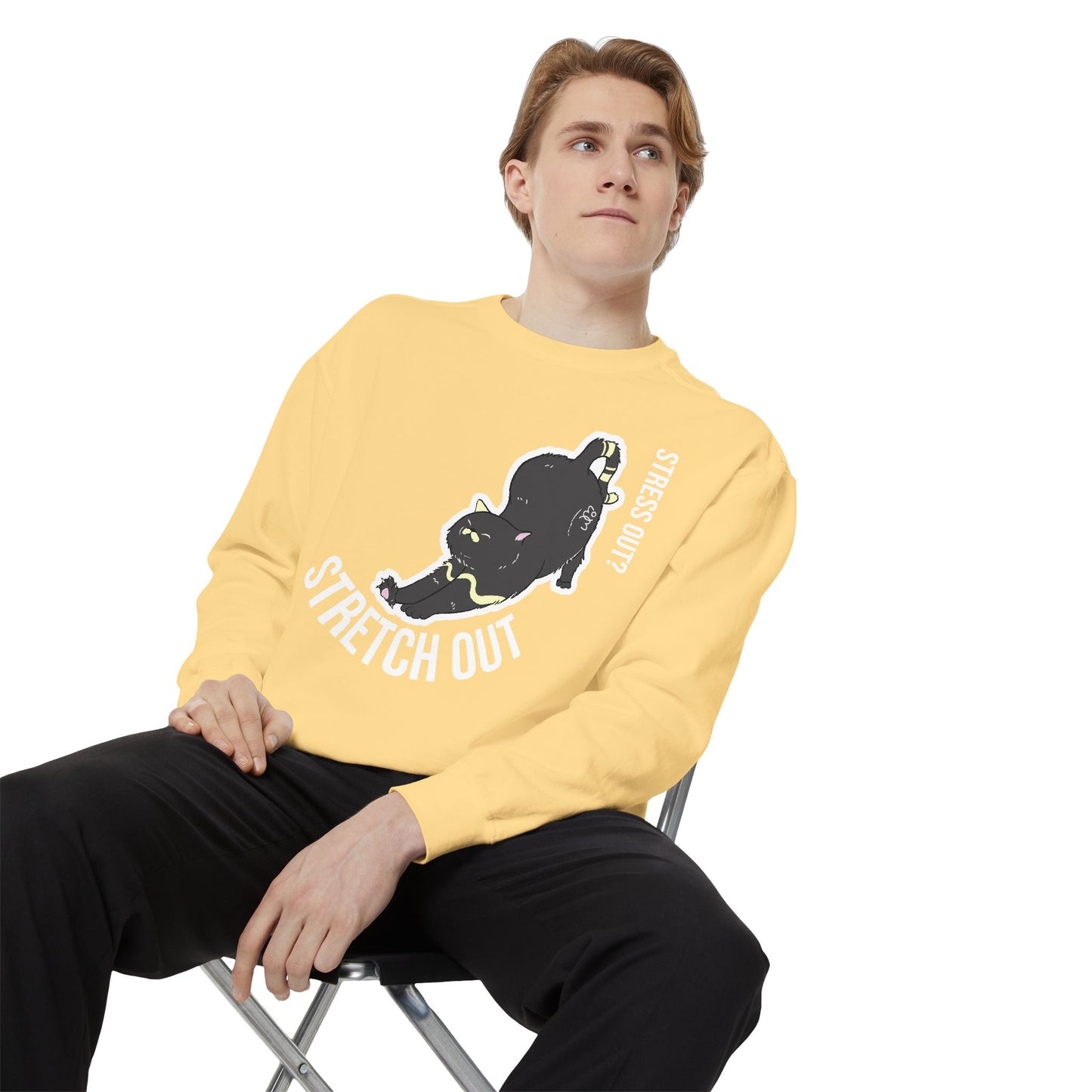 Stress Out? Stretch Out Sweatshirt | Unisex Garment-Dyed Sweatshirt