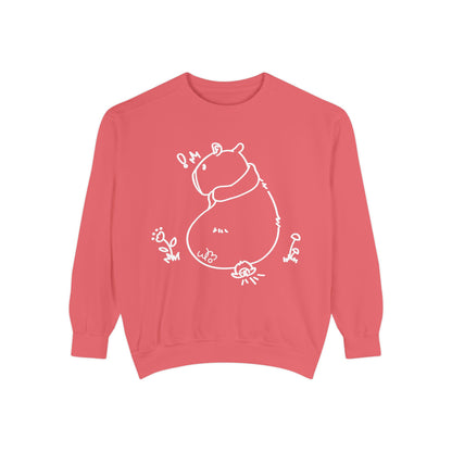 Sitting Capybara & Friend Sweatshirt | Unisex Garment-Dyed Sweatshirt