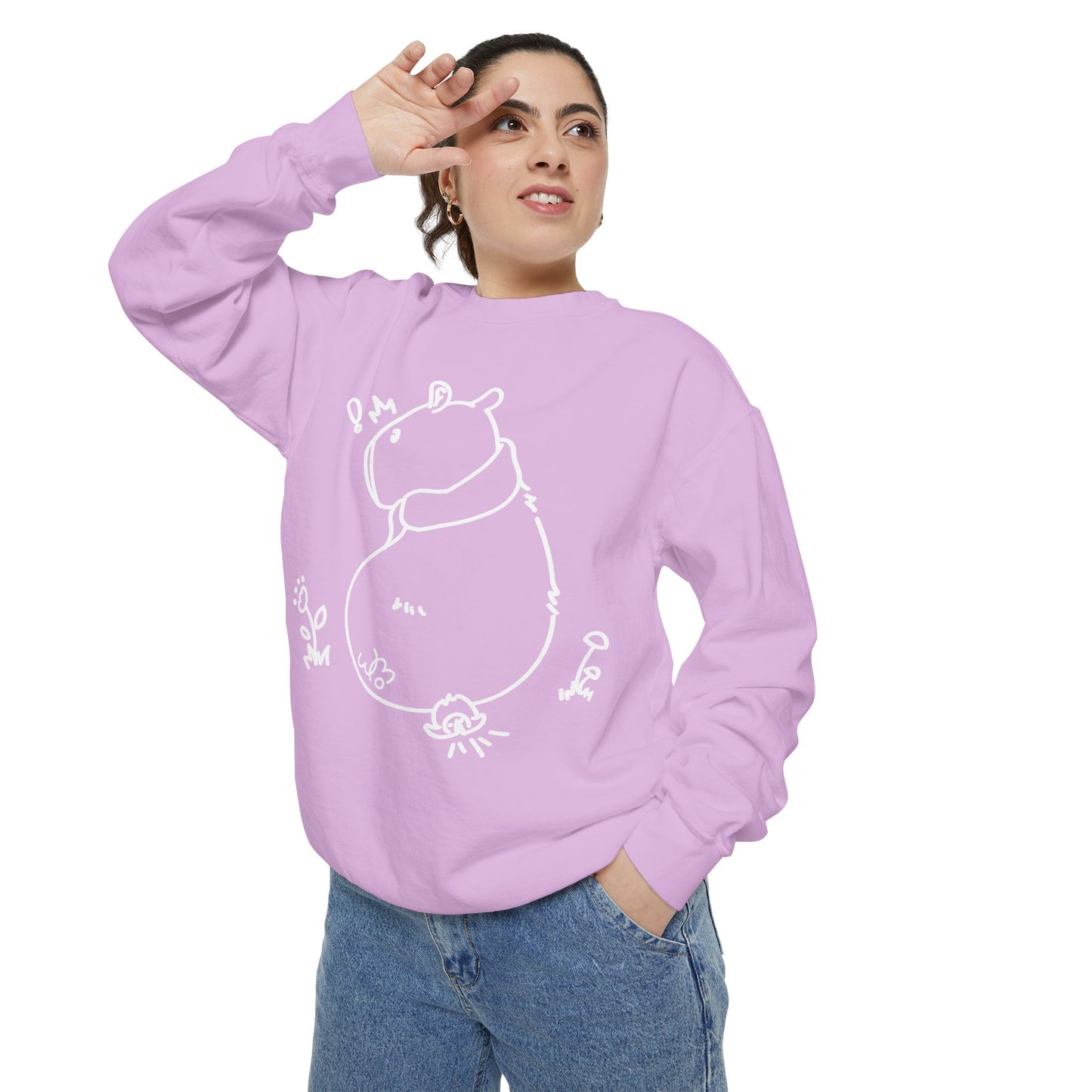 Sitting Capybara & Friend Sweatshirt | Unisex Garment-Dyed Sweatshirt