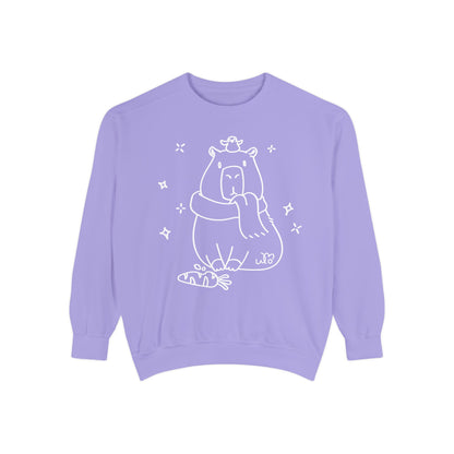 Snacking Capybara & Friend Sweatshirt | Unisex Garment-Dyed Sweatshirt