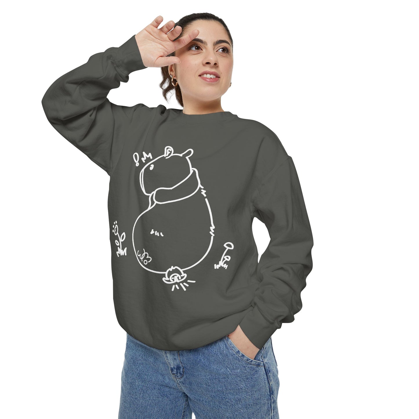 Sitting Capybara & Friend Sweatshirt | Unisex Garment-Dyed Sweatshirt