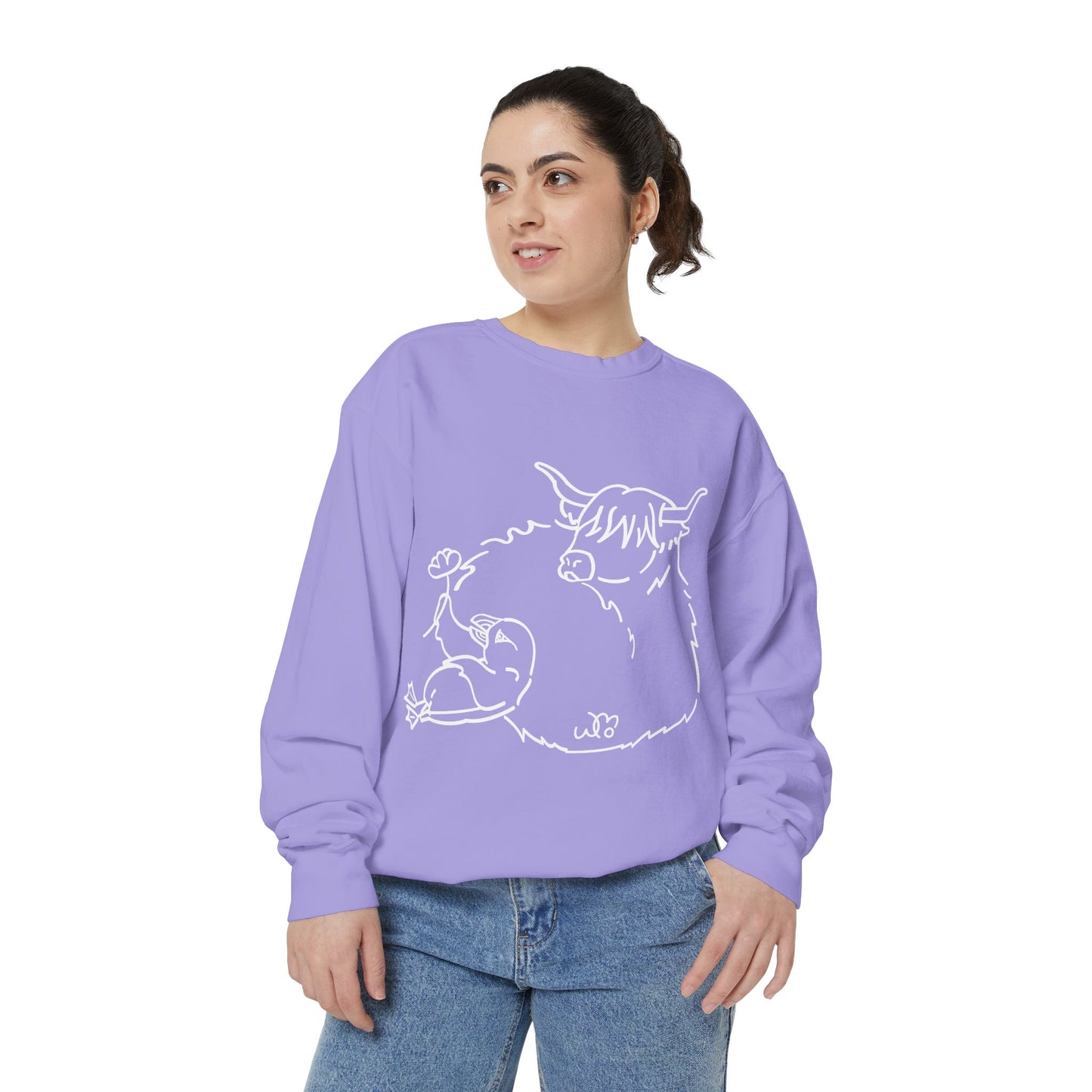 Highland Coo & Puffin Sweatshirt | Unisex Garment-Dyed Sweatshirt