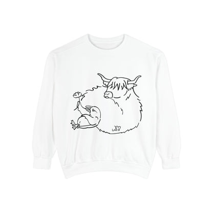 Highland Coo & Puffin Sweatshirt | Unisex Garment-Dyed Sweatshirt