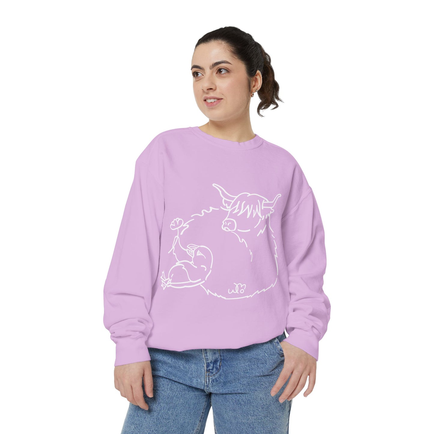 Highland Coo & Puffin Sweatshirt | Unisex Garment-Dyed Sweatshirt